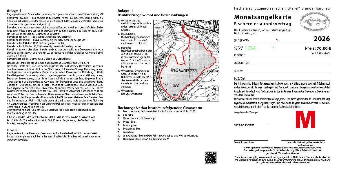 D27 - Digitale Monatsangelkarte Havel-Seen-Elbe zur Tages- und Nachtzeit